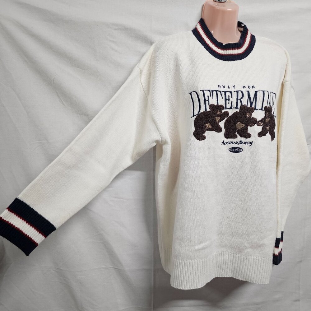 Aelfric Eden Bear Embroidered Pullover Sweater Women's Size Large/L - Picture 5 of 12